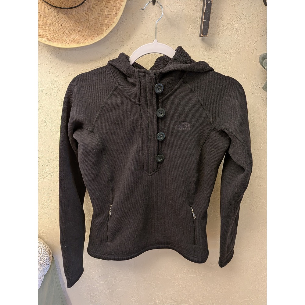 The North Face Womens Black Fleece Hooded Pullover Sweater XS